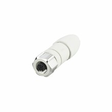 Gniazdo do zarobienia firmy IFM, M12 konektor, zaciski śrubowe: 0,25...1 mm2, osłona przewodu: średnica 3,5...6 mm